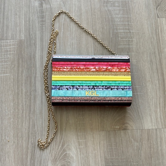 Kurt Geiger Handbags - Kurt Geiger London Rainbow Party Envelope Clutch With Gold Chain